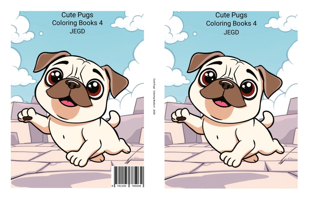 Cute Pugs - Coloring Book 4 - JEGD - PDF Version