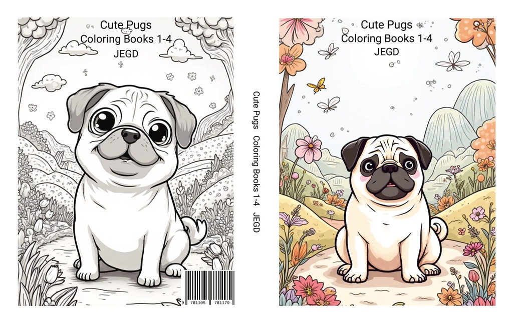 Cute Pugs - Coloring Book 4 - JEGD - EPUB Version