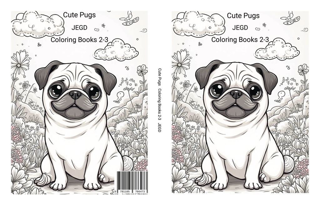 Cute Pugs - Coloring Book 2-3 - JEGD - EPUB Version