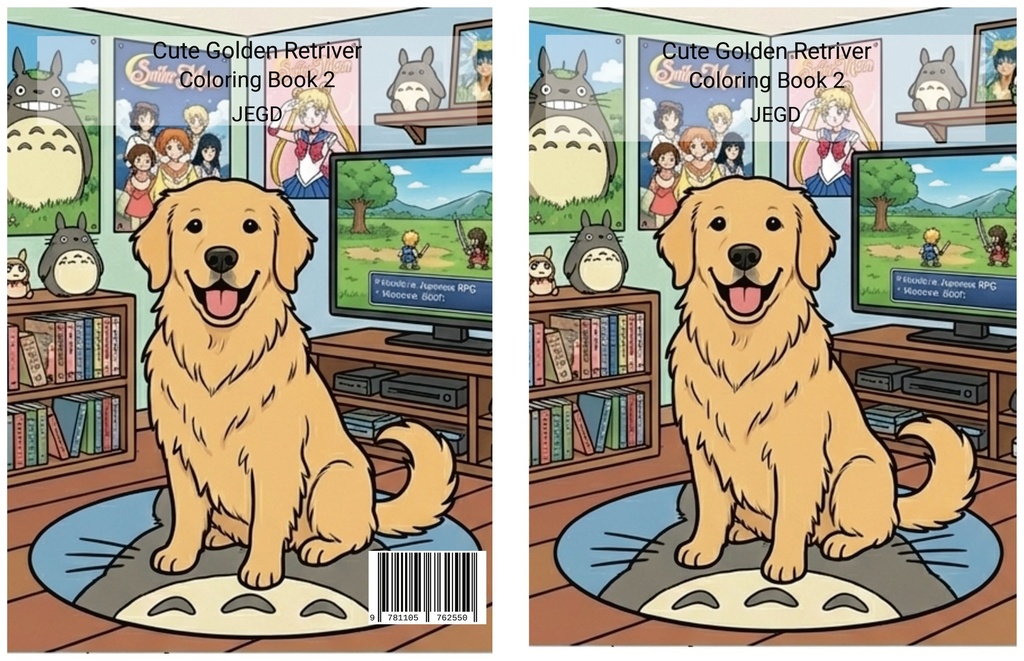Cute Golden Retrivers - Coloring Book 2 - JEGD - PDF Version