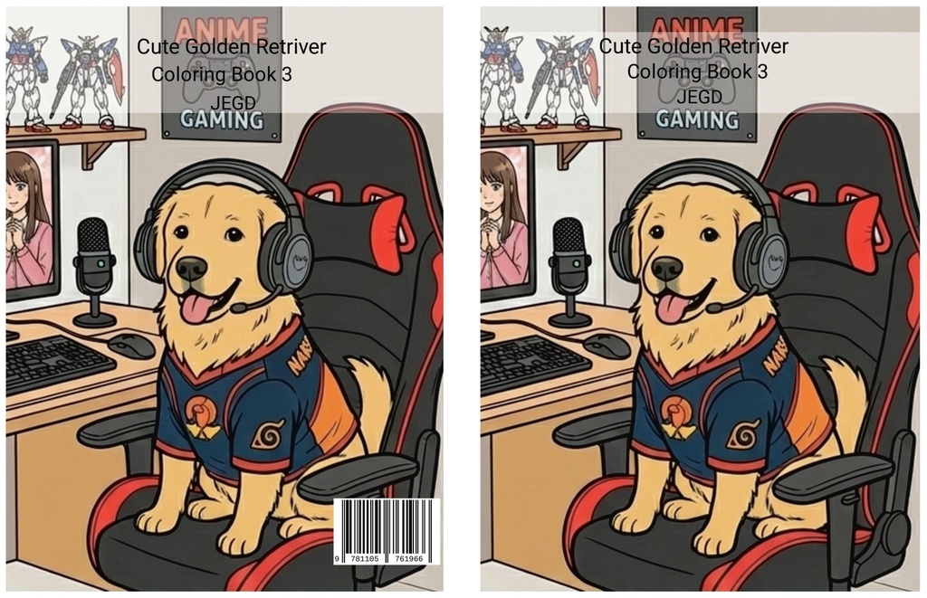 Cute Golden Retrivers - Coloring Book 3 - JEGD - PDF Version