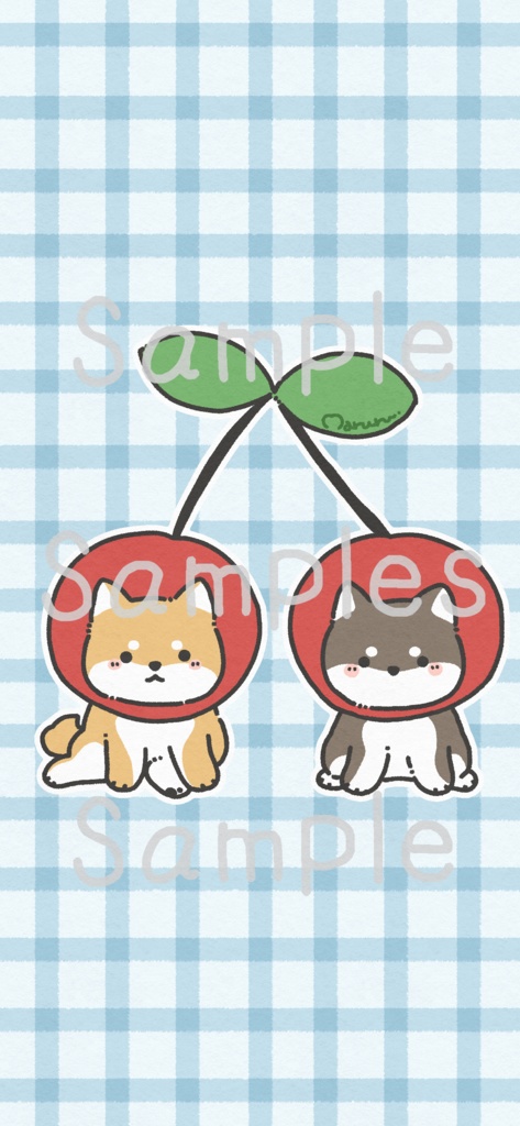 【スマホ用壁紙】さくらんぼ柴犬