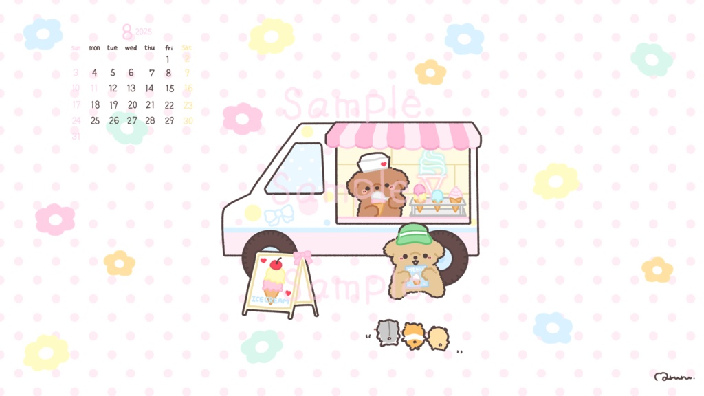 【8月壁紙】トイプーのアイス屋さん スマホ&PC