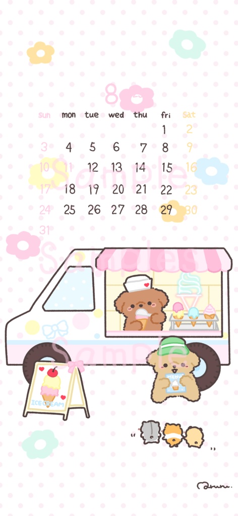 【8月壁紙】トイプーのアイス屋さん スマホ&PC