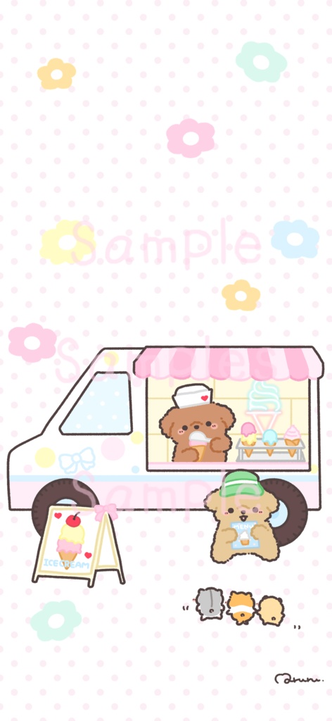 【8月壁紙】トイプーのアイス屋さん スマホ&PC
