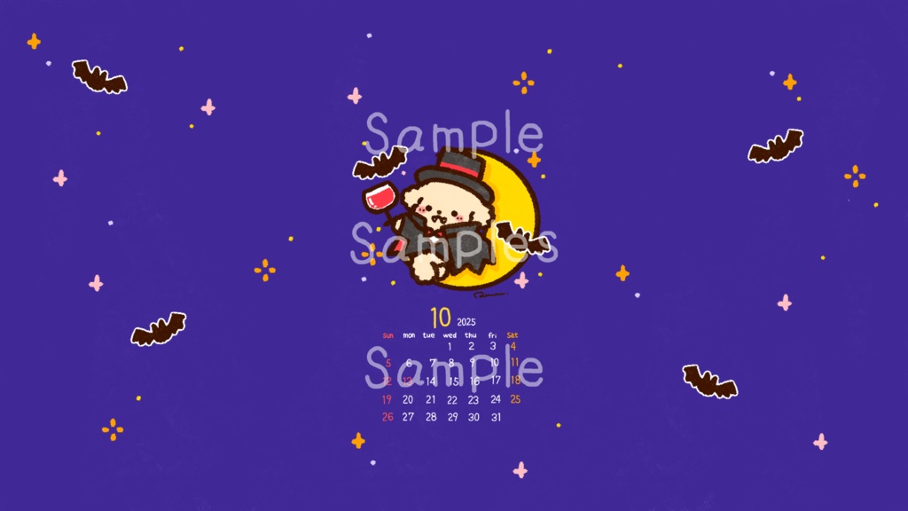 【10月壁紙】もふもふトイプーバンパイア スマホ&PC