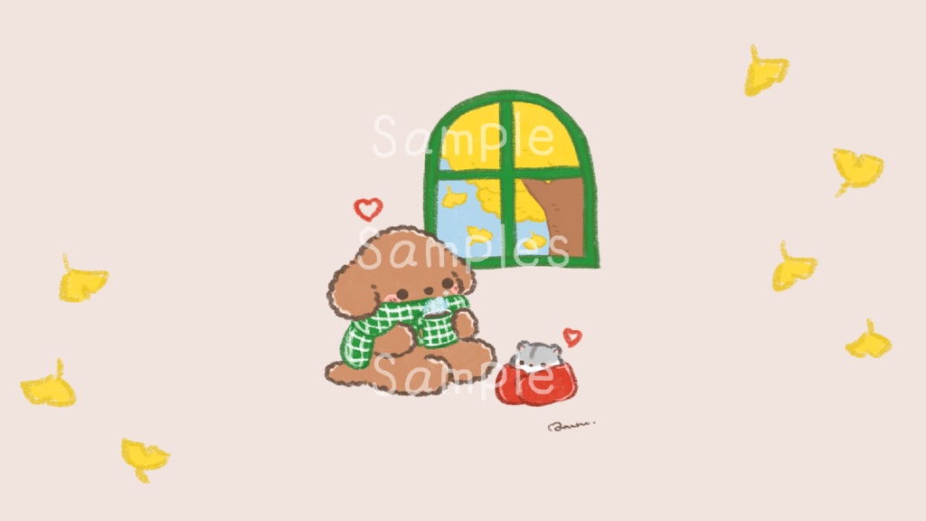 【11月壁紙】もふもふトイプーカフェタイム