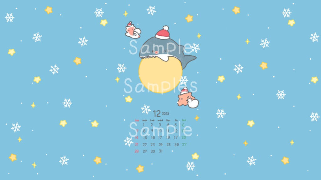 【12月壁紙】サメサンタのクリスマス