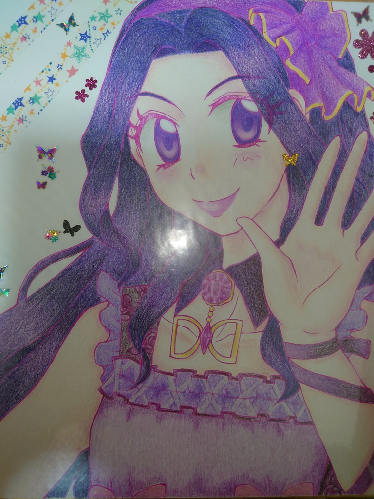 アイカツ！白樺りさ色紙(大)、(3枚目袋に傷アリ)