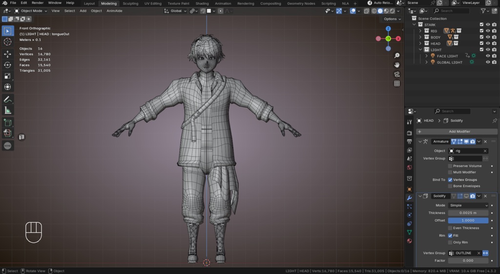 Stark (Sōsō no Frieren) - 3D VRChat Model (+52 ARkit Shapekeys)