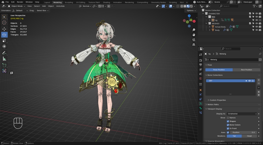 Cecilia Immergreen (Hololive EN) / Fan-Made 3D VRChat Avatar with 52 Arkit Shapekeys for Facetracking.