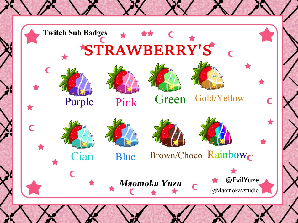 【Twitch Badges & Sub Badges】Strawberry まおもかゆずサブバッジ