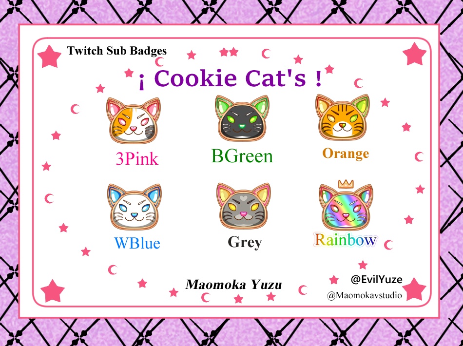 【Twitch Badges & Sub Badges】 Cookie Cat まおもかゆずサブバッジ