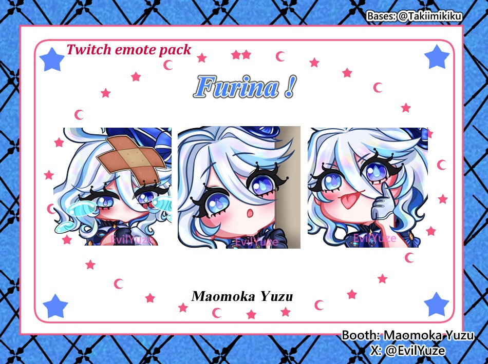 Genshin Impact - Premade Emote pack- FURINA! By:Maomoka Yuzu/EvilYuze