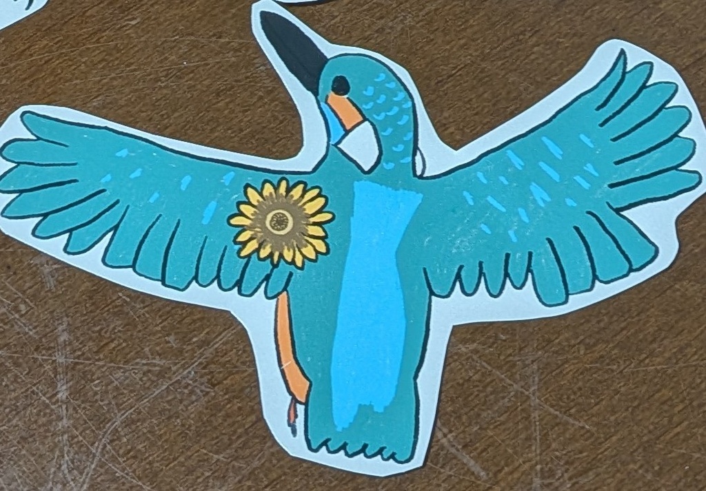 シール「カワセミひまわり」