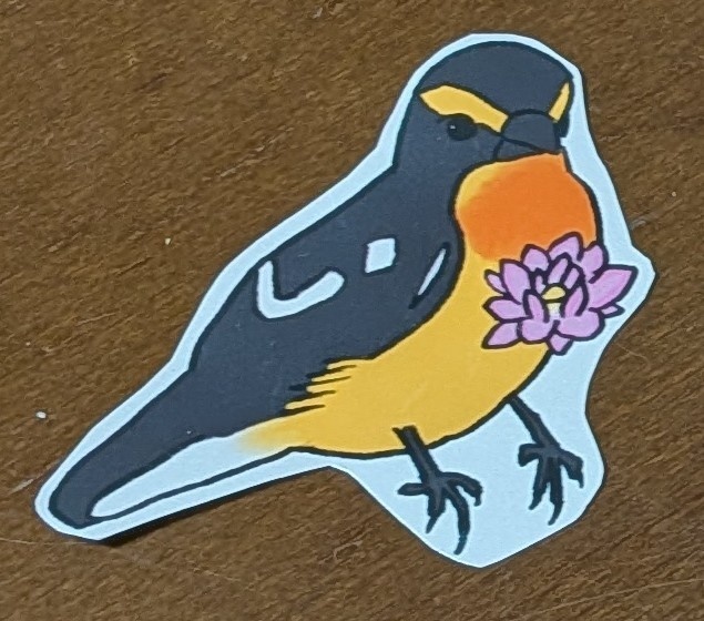 シール「キビタキ蓮」