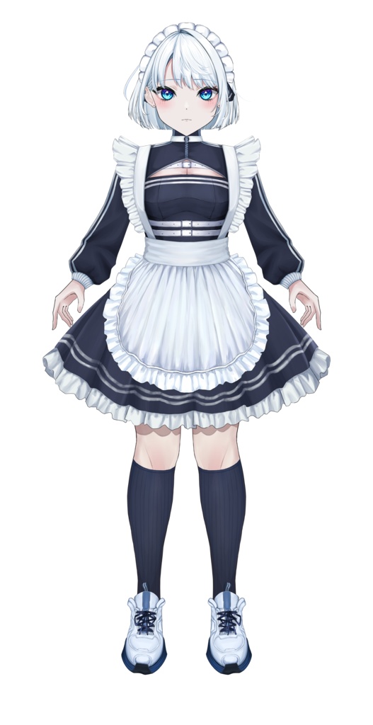 【パーツ分け済PSD】白髪メイド