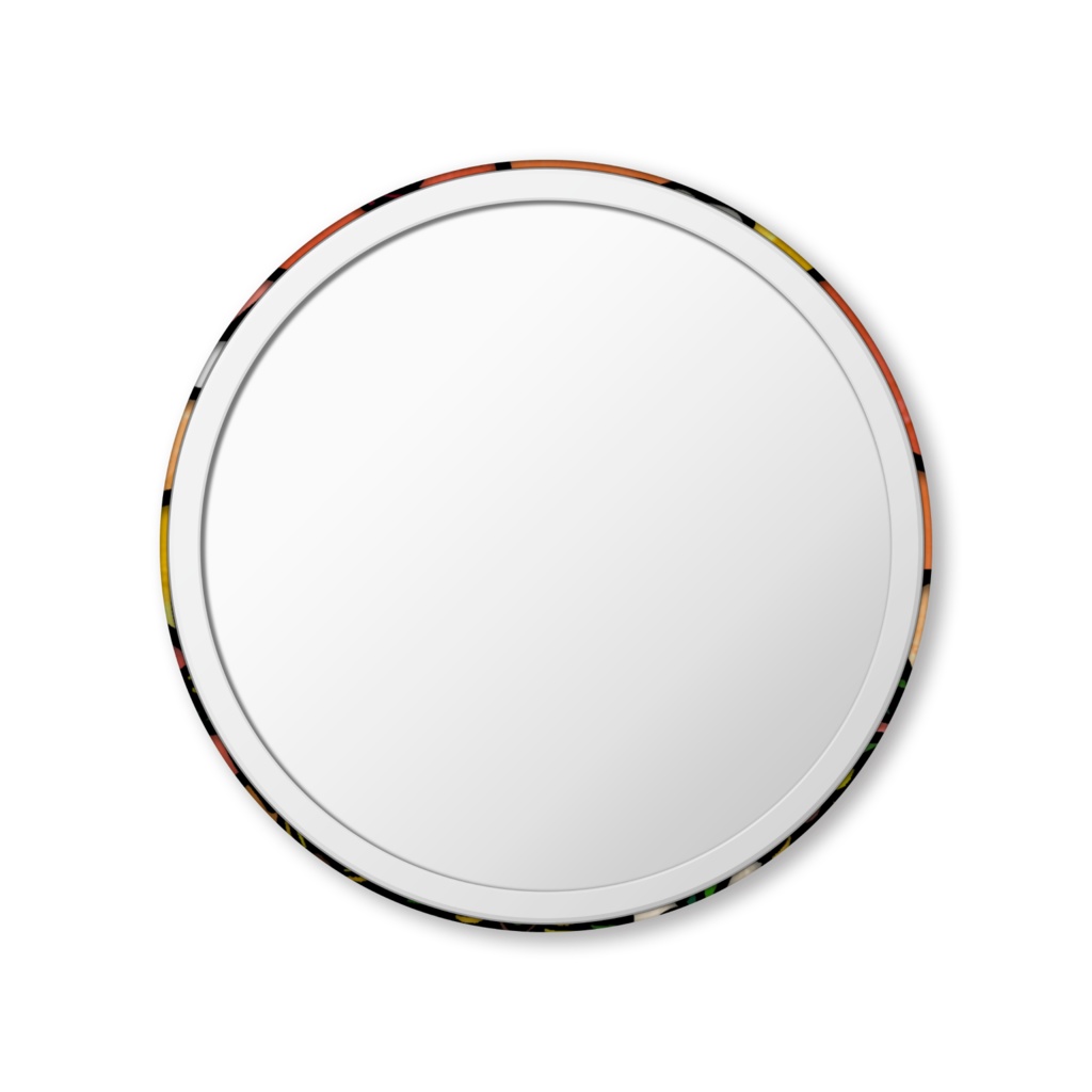 猫と蛇目菊ステンドグラス風缶ミラー