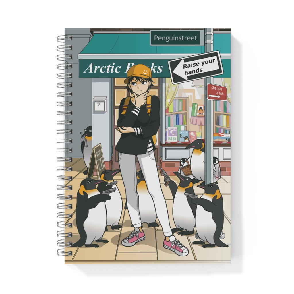 ペンギンと女の子のリングノート