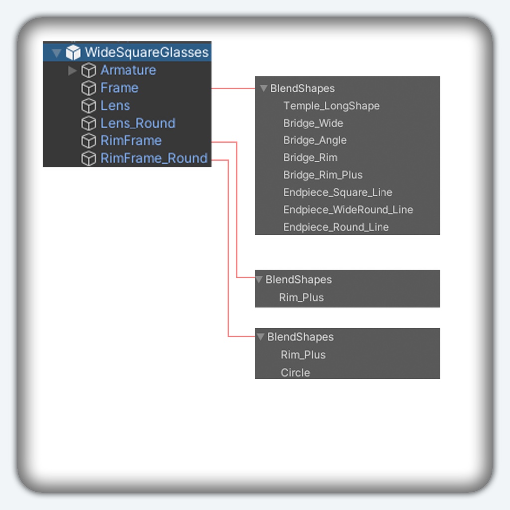 【3Dモデル】ワイドメガネ WideGlasses