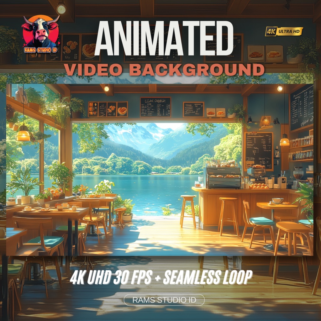 湖のほとりの暖かくて居心地の良いカフェ|アニメーション配信背景 Animated Stream Background | Warm and Cozy Cafe by the Lake