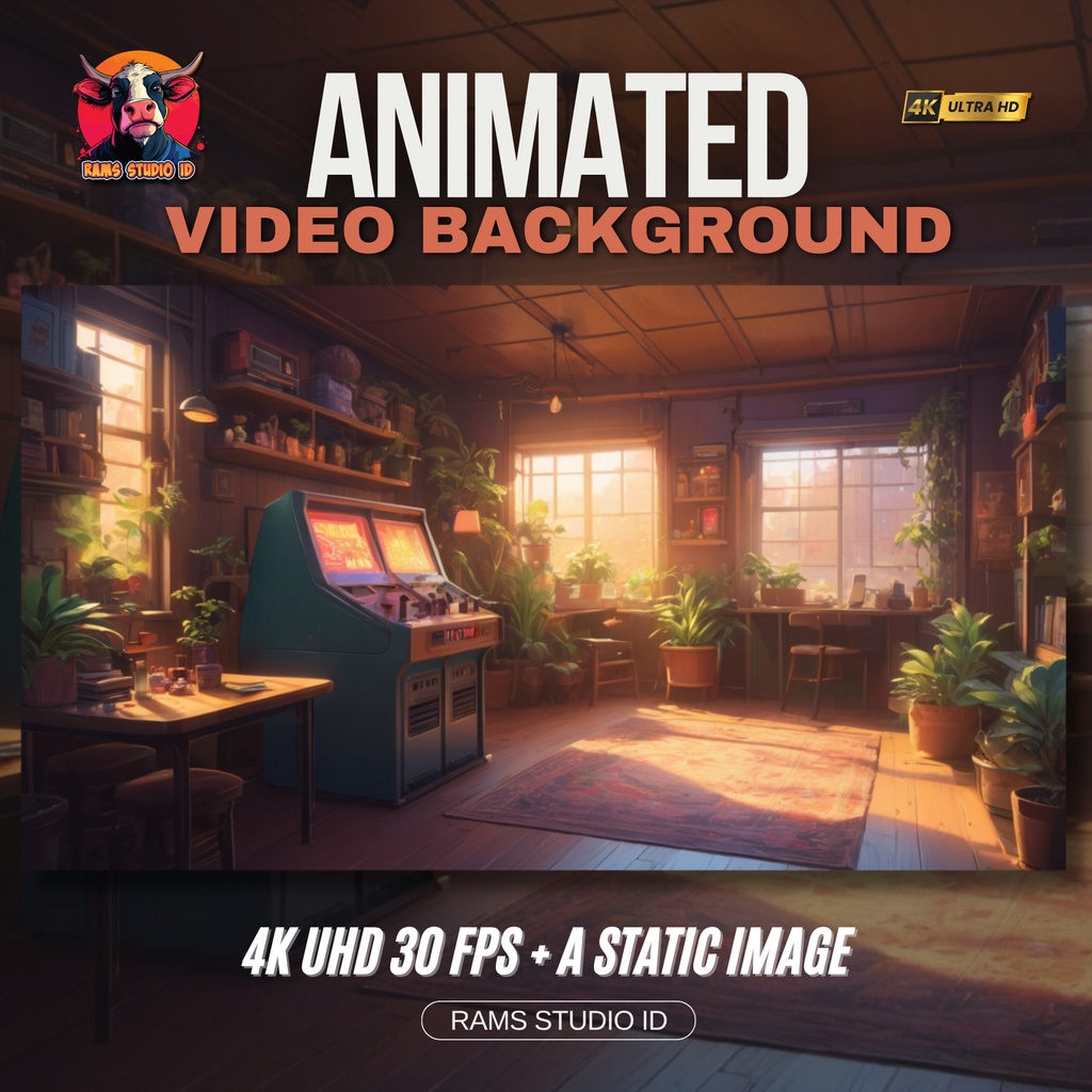 アニメーション背景｜アーケード筐体のある居心地の良いレトロゲームルーム｜配信者向けシームレス背景 Animated Background | Cozy Retro Gaming Room with Arcade Cabinet | Seamless Backdrop for Streamers