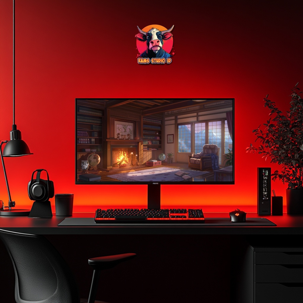 アニメーション背景|暖炉のある居心地の良い書斎|VTuber・配信者向けシームレス背景 | Animated Background | Cozy Study Room with a Fireplace | Seamless Streaming Scene