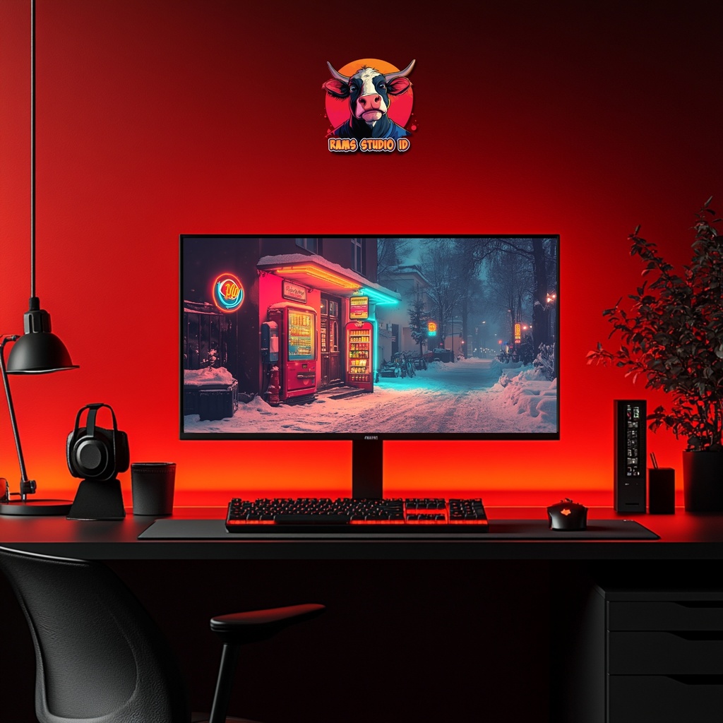 バーチャル背景|冬の街並みと商店街 ― シームレス配信背景 | Virtual Background | Street Shops in Winter – Seamless Streaming Backdrop