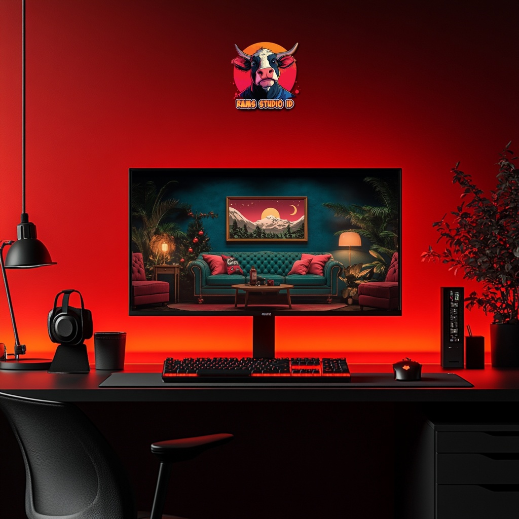 クリスマス装飾のリビングルームのアニメーション背景 ― シームレス配信シーン | Animated Background of Christmas Living Room Decoration – Seamless Streaming Scene