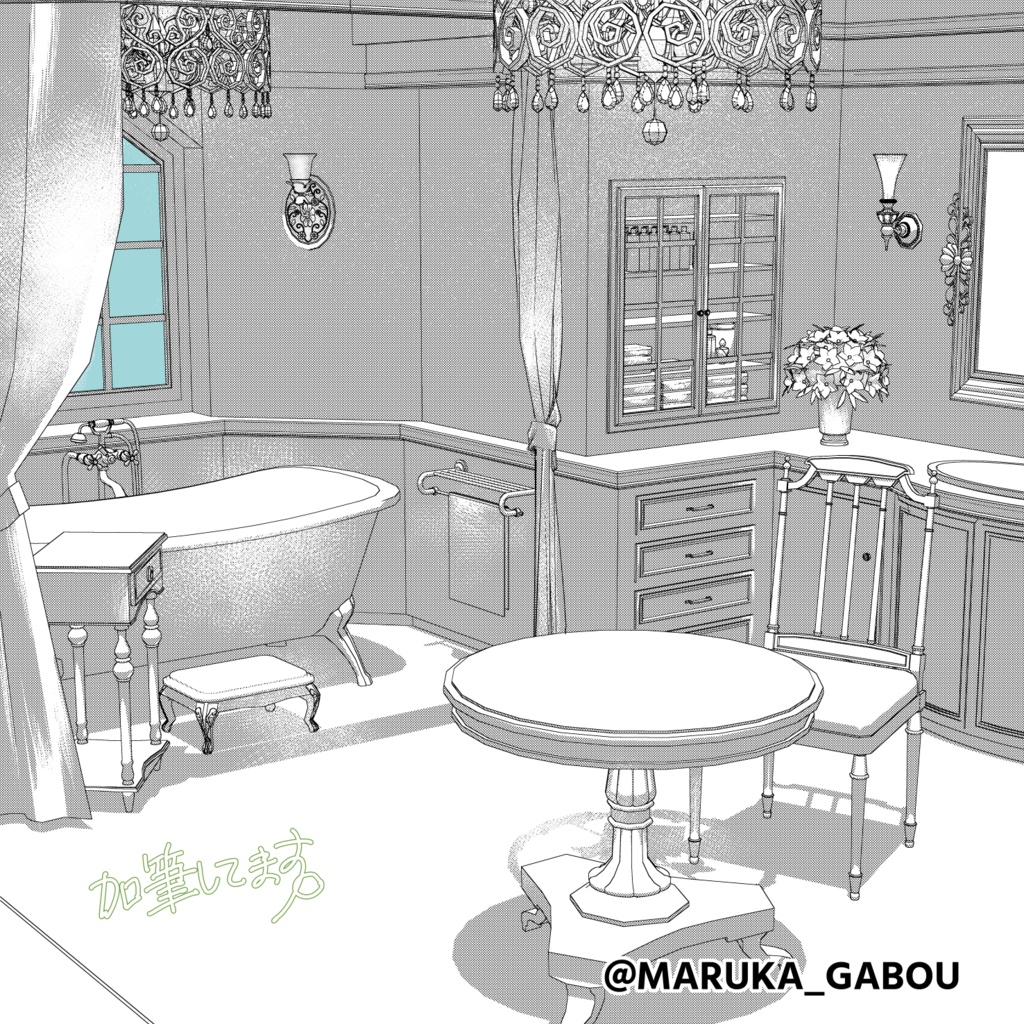 ★修正・追加★3D素材/西洋式バスルーム『bathroom_A』【マンガ素材】