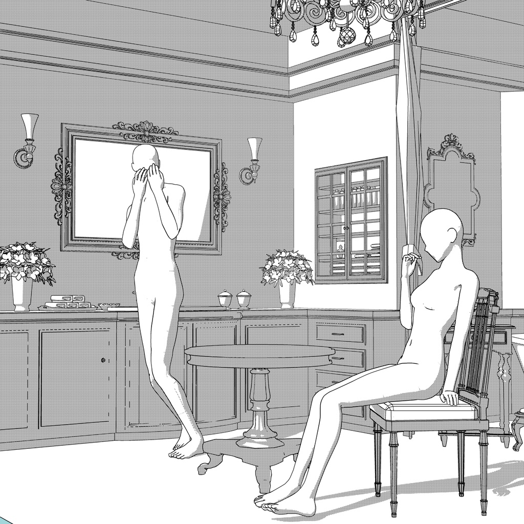 ★修正・追加★3D素材/西洋式バスルーム『bathroom_A』【マンガ素材】