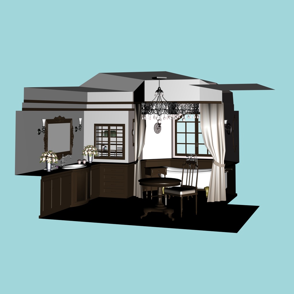 ★修正・追加★3D素材/西洋式バスルーム『bathroom_A』【マンガ素材】