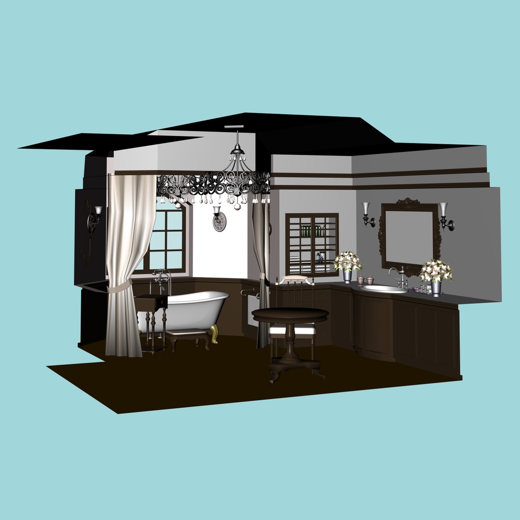 ★修正・追加★3D素材/西洋式バスルーム『bathroom_A』【マンガ素材】