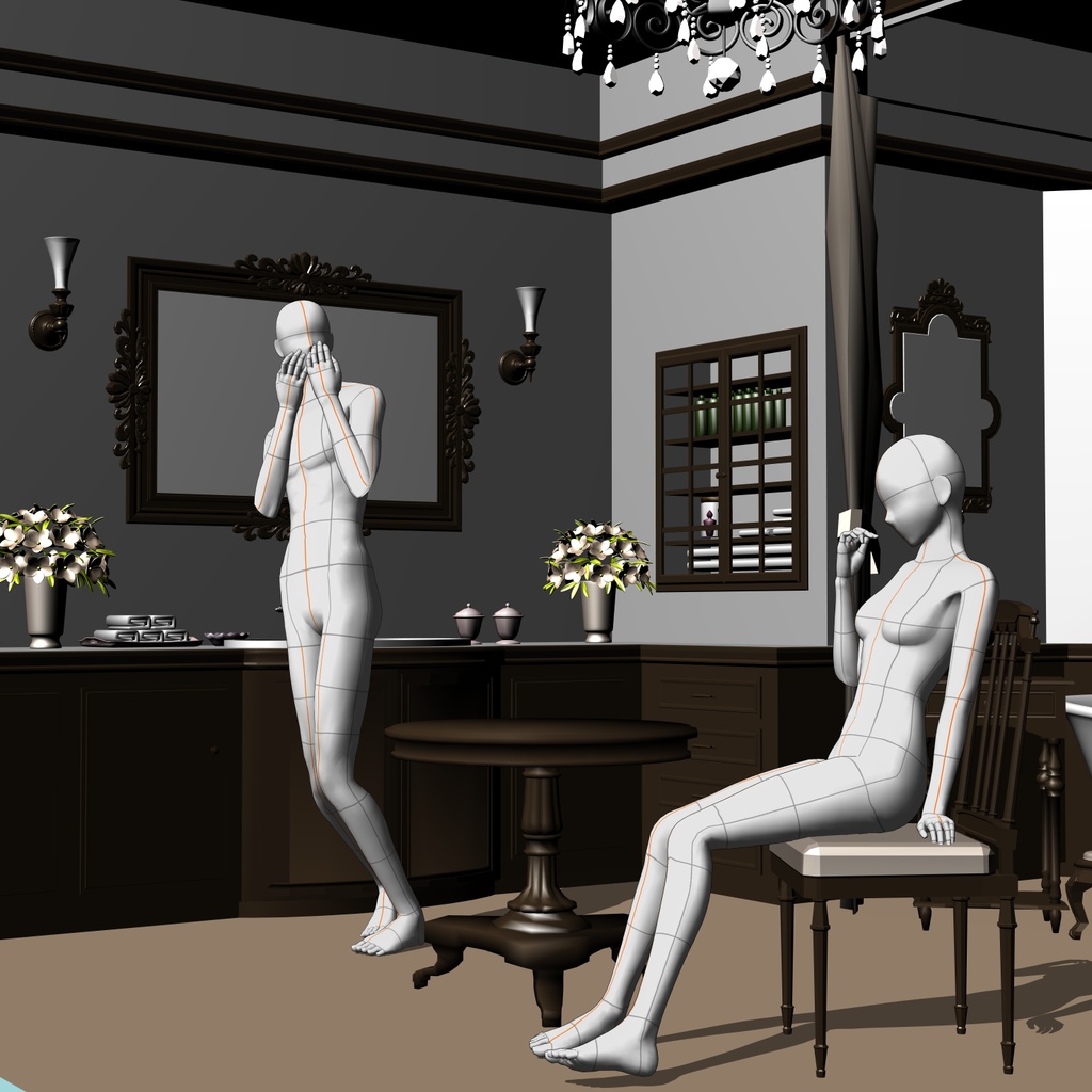 ★修正・追加★3D素材/西洋式バスルーム『bathroom_A』【マンガ素材】