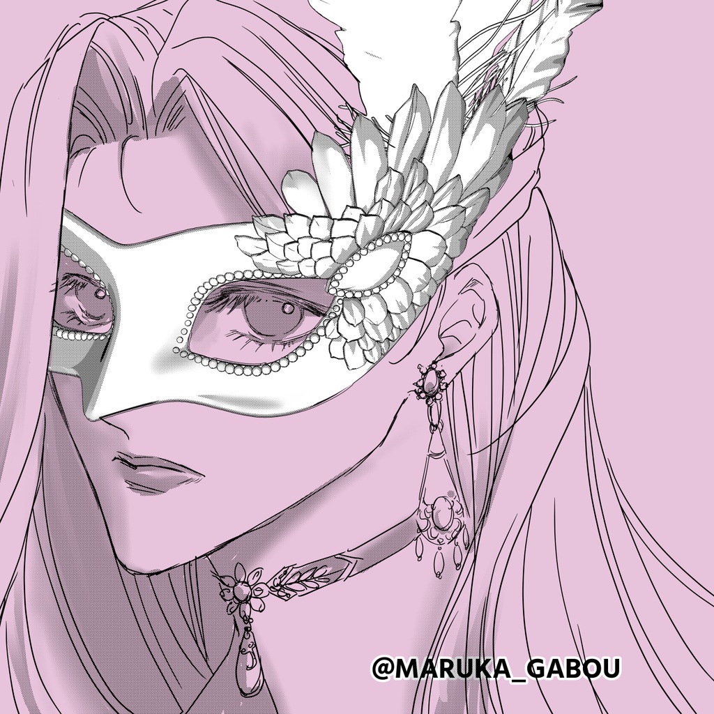 羽飾りの仮面舞踏会マスク3D/masks_A【マンガ素材・CLIPSTUDIOPAINT用】