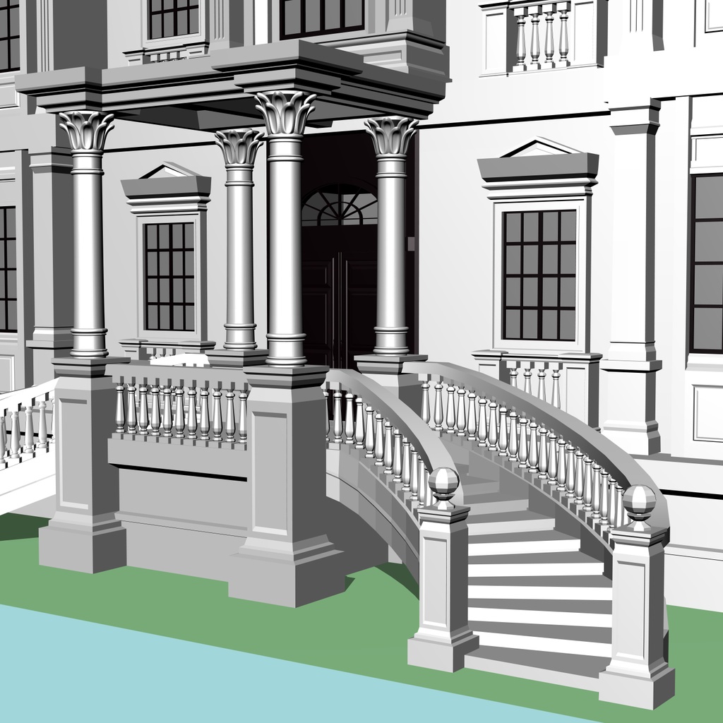 ★修正を追加★リバーシブルな邸宅3D/house_A【マンガ素材】