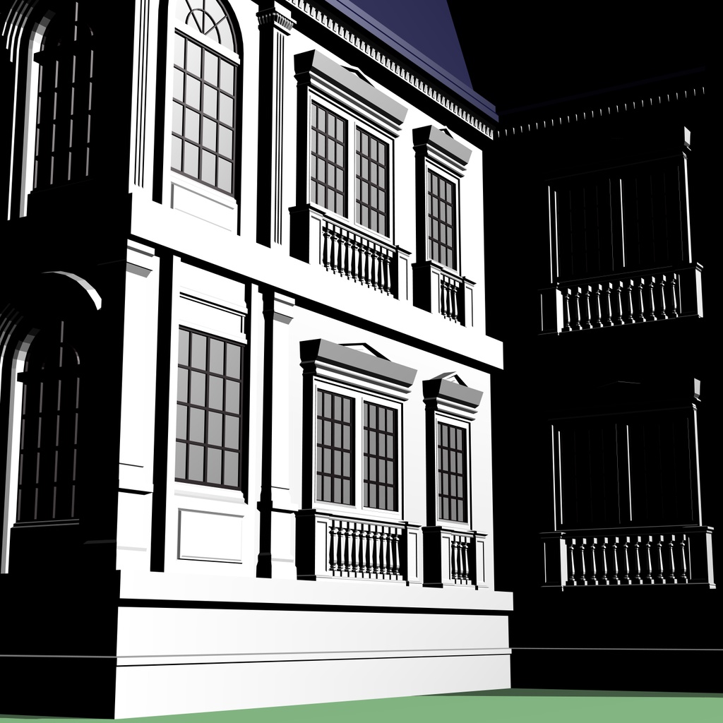 ★修正を追加★リバーシブルな邸宅3D/house_A【マンガ素材】