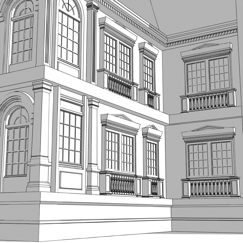 ★修正を追加★リバーシブルな邸宅3D/house_A【マンガ素材】