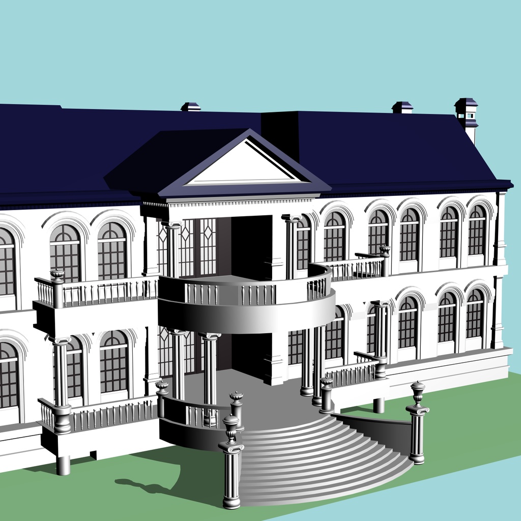 ★修正を追加★リバーシブルな邸宅3D/house_A【マンガ素材】