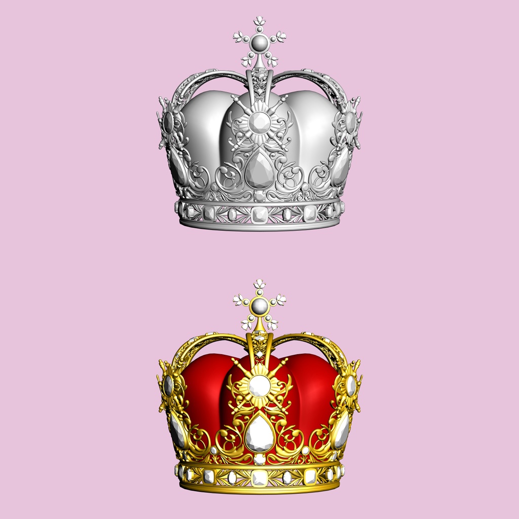 荘厳なクラウン3D/crown_A【マンガ素材】