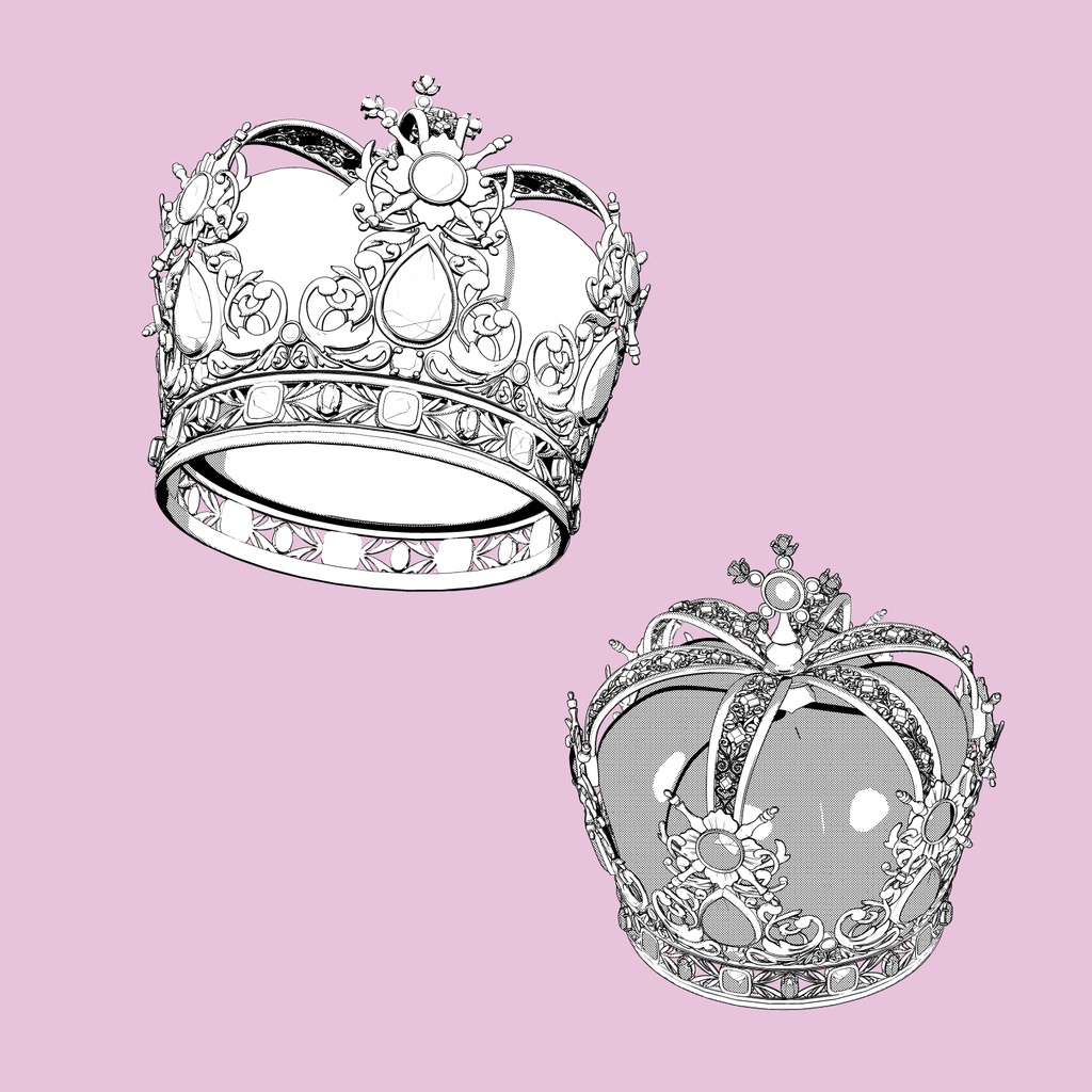 荘厳なクラウン3D/crown_A【マンガ素材】