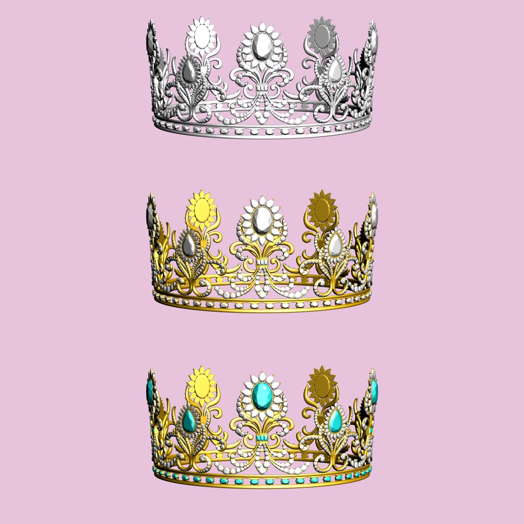 華麗なる王冠3D/Crown_B【マンガ素材】★マテリアル追加更新