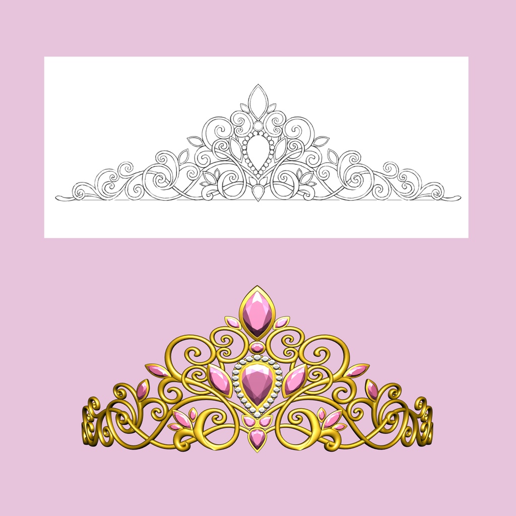 お姫さまティアラ3D/Tiara_A【マンガ素材】★マテリアル追加