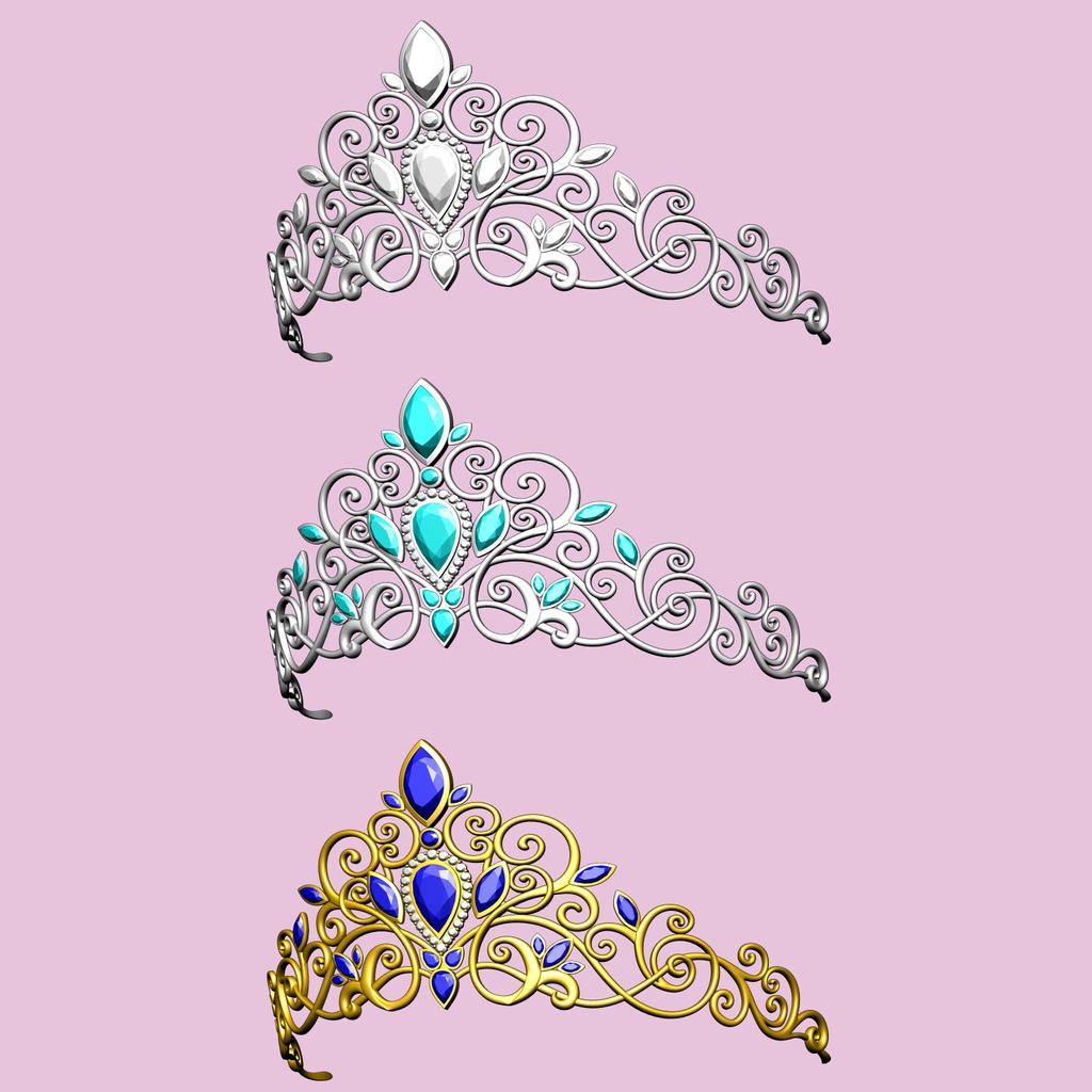 お姫さまティアラ3D/Tiara_A【マンガ素材】★マテリアル追加