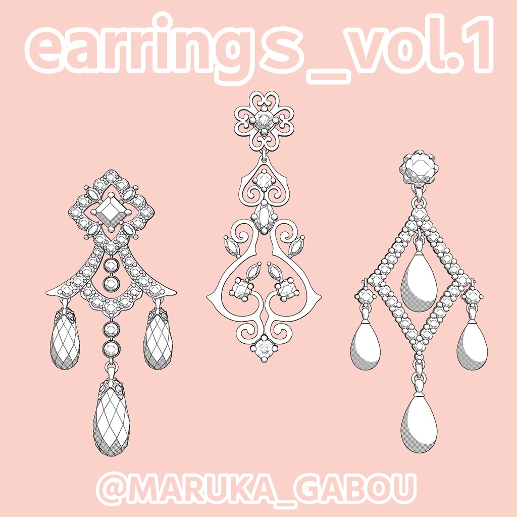 earrings_vol.1/イヤリング3点セット【マンガ素材】