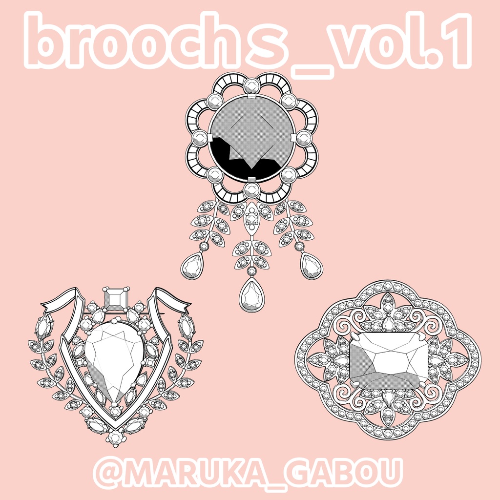 brooch_vol.1／ブローチ3点セット【マンガ素材】