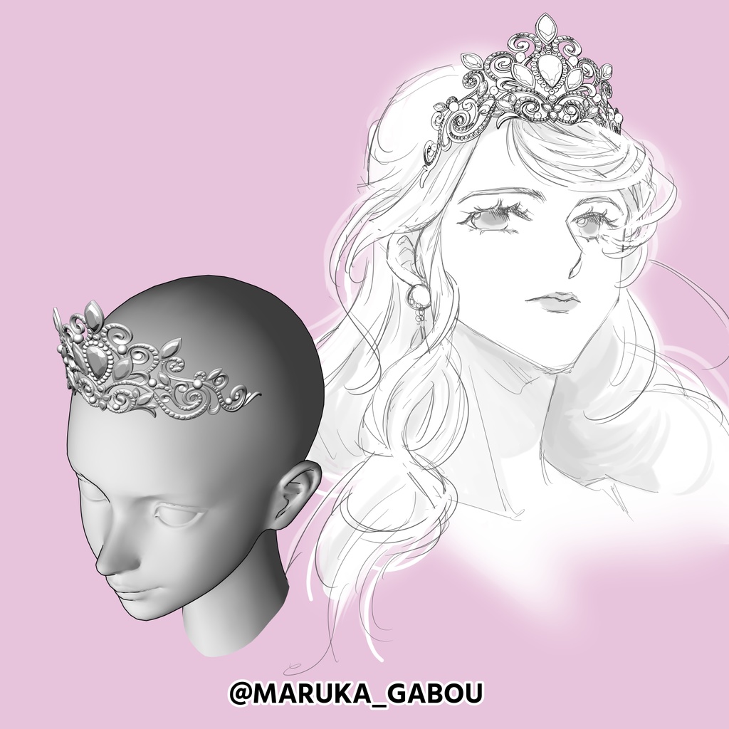 王女さまティアラ3D/Tiara_C【マンガ素材・CLIPSTUDIOPAINT用】