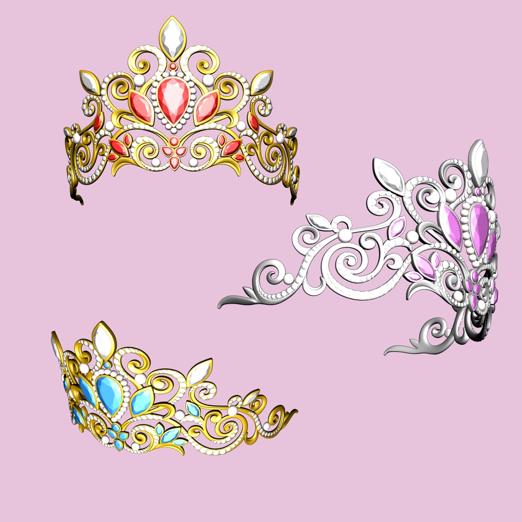 王女さまティアラ3D/Tiara_C【マンガ素材・CLIPSTUDIOPAINT用】