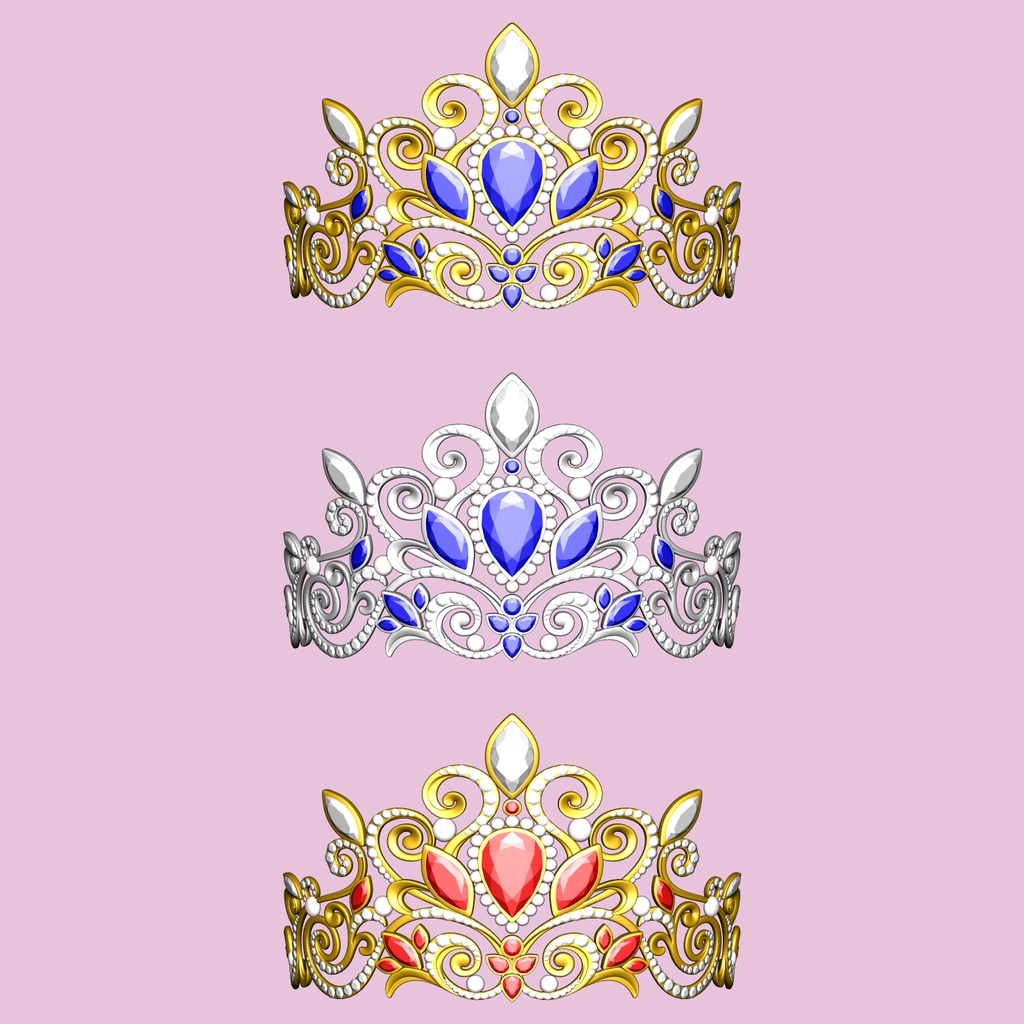 王女さまティアラ3D/Tiara_C【マンガ素材・CLIPSTUDIOPAINT用】