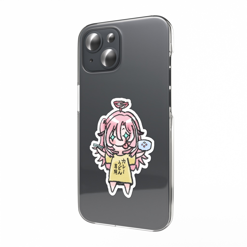 【桃月はぐ様非公式グッズ】カレーうどん専用Tシャツ装備はぐさんスマホステッカー